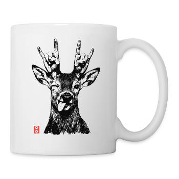 Funny Heavy Metal Festival Motif, Rocker Deer - Mug - white - Right