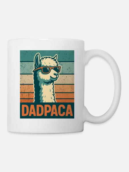 Retro Dadpaca Llama - Tasse - Weiß