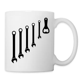 Jeu d’outils et mécanique de l’ouvre-bouteille - Mug blanc - blanc - Droite