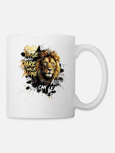 Löwe Motivation Leader Spruch - Tasse - Weiß