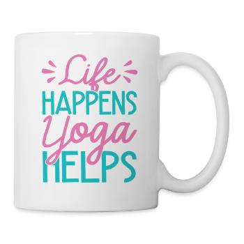 Yoga Life Happens Yoga Helps Funny Yoga - Mug - white - Right