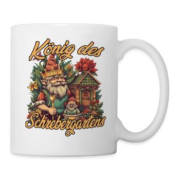König des Schrebergartens Gartenzwerg Kleingarten  - Tasse - Weiß - Rechts