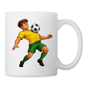 Football on the chest - Mug - white - Right