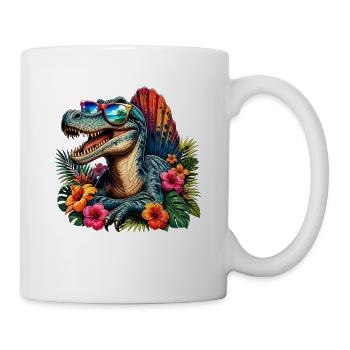 Tropical dinosaur with sunglasses - Mug - white - Right