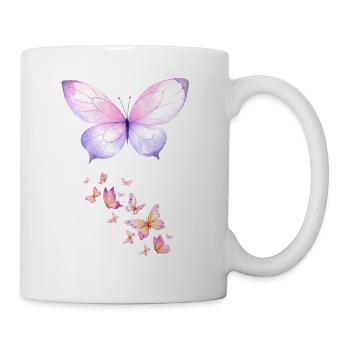 Butterflies Watercolor Pastel and Purple Aesthetic - Mug - white - Right