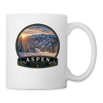 Colorado Aspen Skigebiet Skiurlaub Snowboard - Tasse - Weiß - Rechts