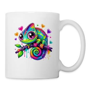 Colorful chameleon on a branch - Mug - white - Right