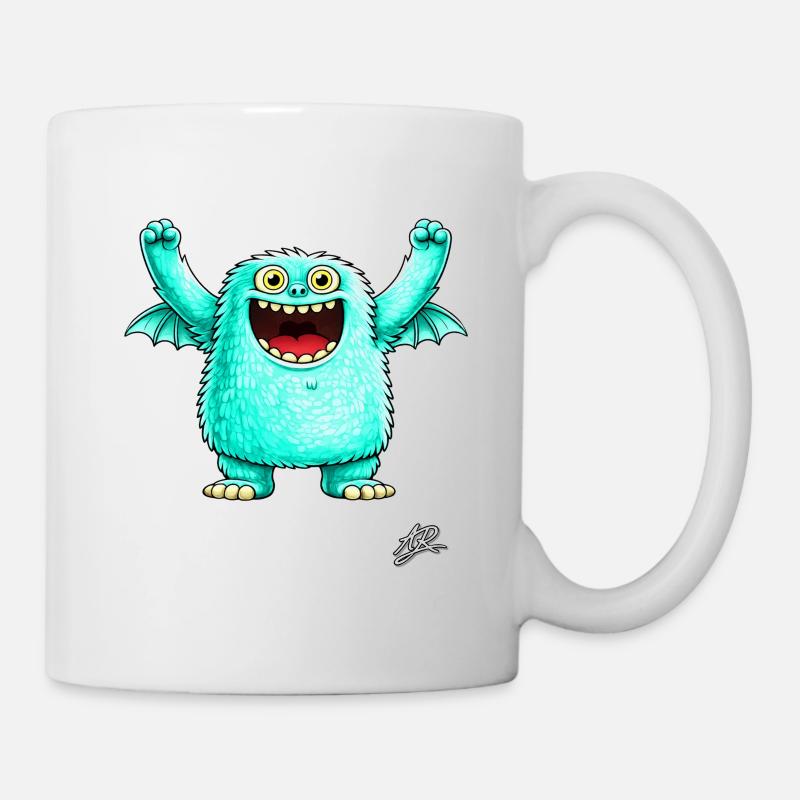 Fröhliches türkisfarbenes Monster - Tasse - Weiß