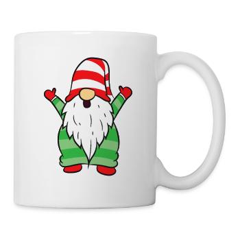 Striped Hat Gnome on Green Sweater - Mug - white - Right