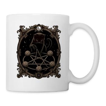Katzenstern Pentagramm im Barockrahmen - Tasse - Weiß - Rechts