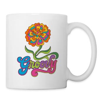 Groovy Marigold Blume 70er Jahre Retro - Tasse - Weiß - Rechts