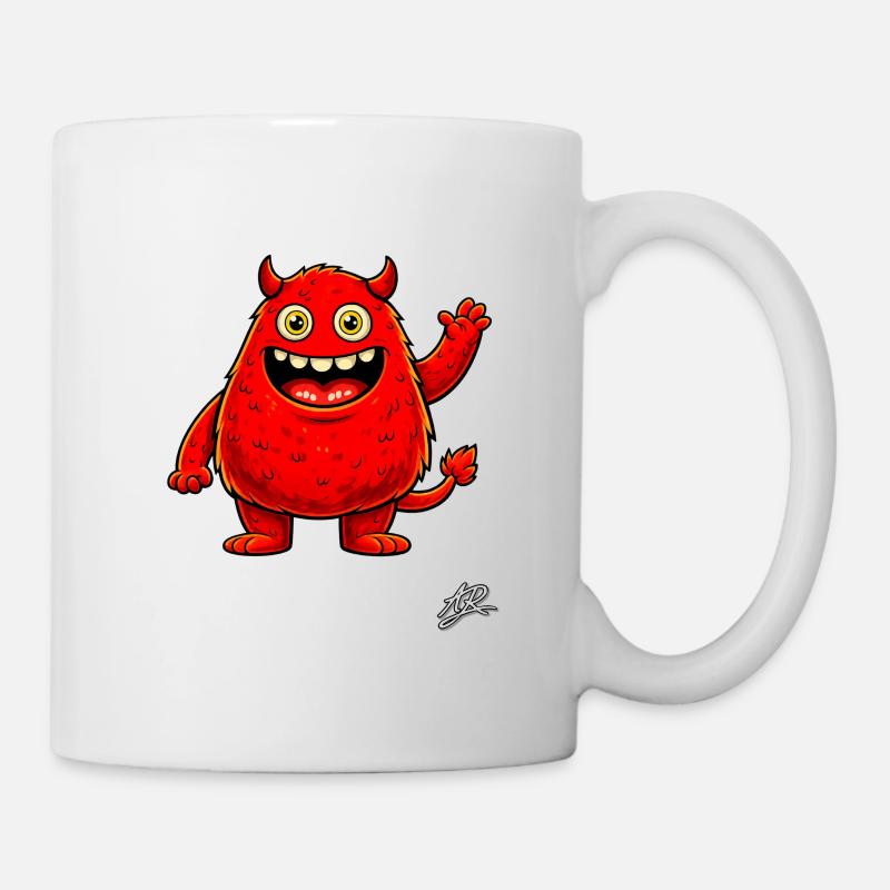 Monstre rouge joyeux - Mug blanc - blanc