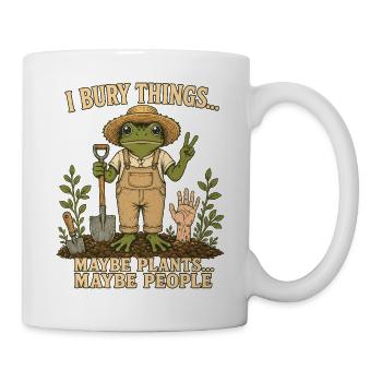 Gärtner Frosch Schwarzer Humor Shirt - Tasse - Weiß - Rechts