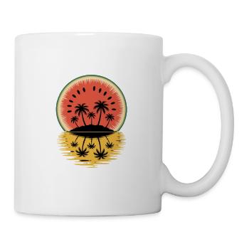 Sonnenuntergang Inselpalmen Reflektion - Tasse - Weiß - Rechts