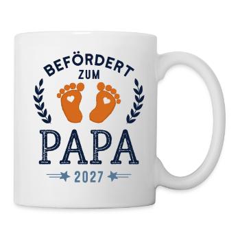 Befördert zum Papa 2027 Frischgebackener Vater - Tasse - Weiß - Rechts