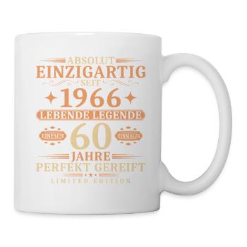 60. Geburtstag Einzigartig Jahrgang 1966 - Tasse - Weiß - Rechts