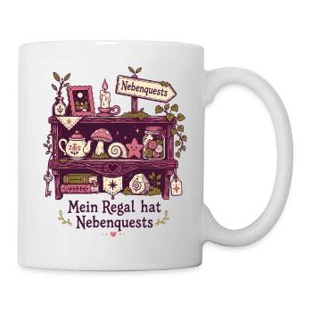 Mein Regal hat Nebenquests - Tasse - Weiß - Rechts