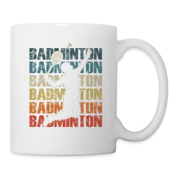 Un joueur de badminton smash dans un style rétro - Mug blanc - blanc - Droite