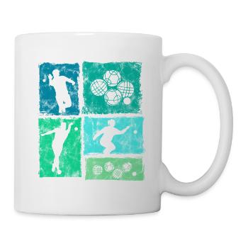 Retro Boccia Und Petanque Spieler Grafik - Tasse - Weiß - Rechts
