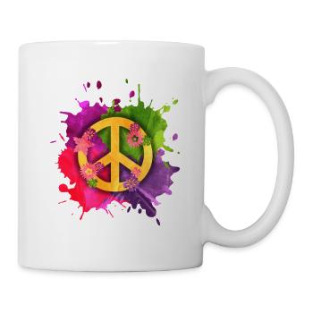 Peace Zeichen Hippie Splash – Flower Power - Tasse - Weiß - Rechts