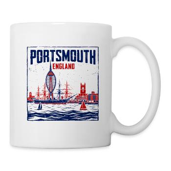 Portsmouth England Skyline With Sailing Ship - Mug - white - Right