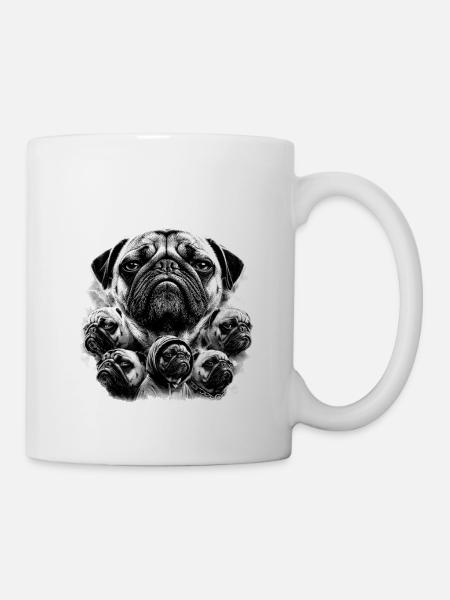 Pug Collage: Mehrere Gesichter - Tasse - Weiß