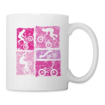 BMX Bike Stunts in Retro Style for Women Girls - Mug - white - Right