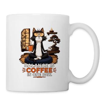 Zen-Katzen-Kaffee-Balance - Tasse - Weiß - Rechts
