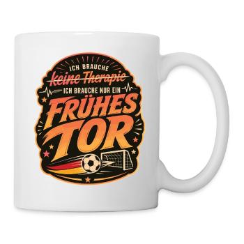 Frühes Tor statt Fußballtherapie - Tasse - Weiß - Rechts