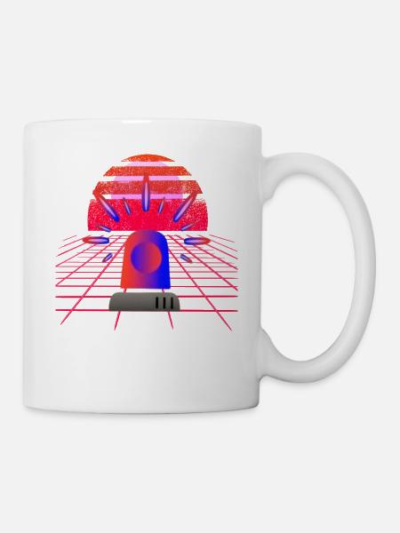 Retro Synthwave Sirene Blaulicht Neon - Tasse - Weiß