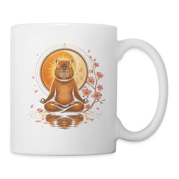 Mondschein Meditativer Bär mit Kirschblüten - Tasse - Weiß - Rechts