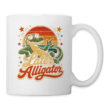 Später Alligator Retro-Sonnenuntergang - Tasse - Weiß - Rechts