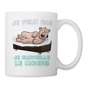 Ours Grizzly animal Fun – Je surveille le monde - Mug blanc - blanc - Droite