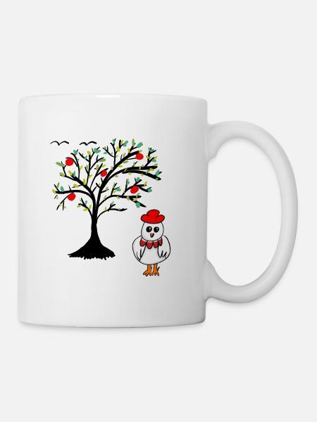 Apfelbaum Huhn Henne Hühner Baum  - Tasse - Weiß