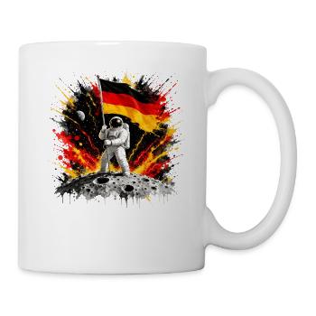 Astronaut mit Deutschlandflagge auf Mond - Tasse - Weiß - Rechts
