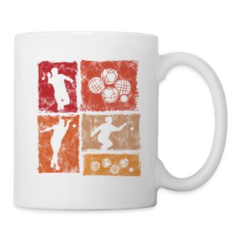 Boccia Und Petanque Spieler Retro Grafik - Tasse - Weiß - Rechts