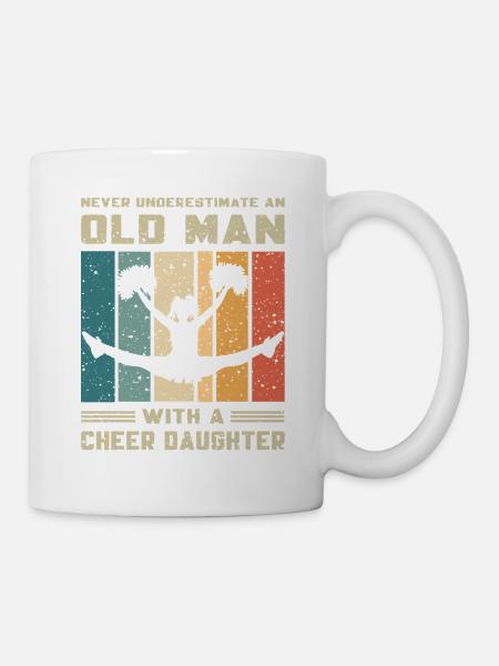Papa - Alter Mann mit Cheerleader Tochter - Tasse - Weiß