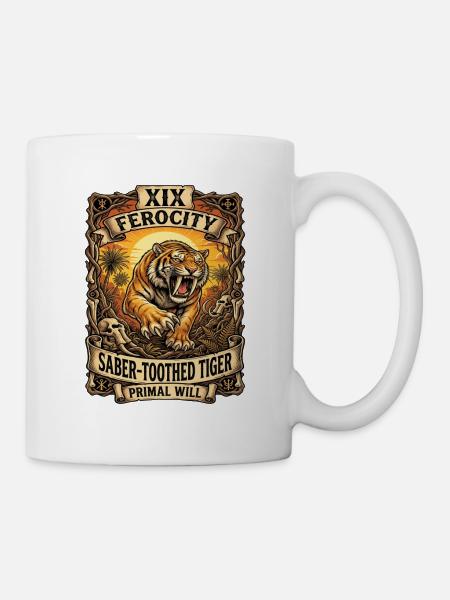 XIX Ferocity: Säbelzahntiger - Tasse - Weiß