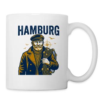 Hamburg Germany Sailor Fisherman Wearing Captain - Tasse - Weiß - Rechts