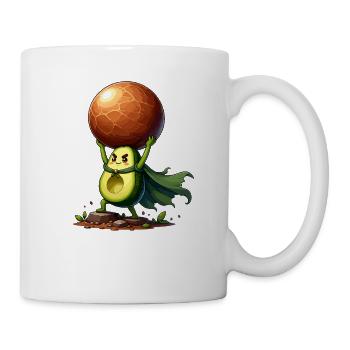 Un héros avocat soulève une boule de fruits - Mug blanc - blanc - Droite
