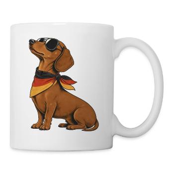 Teckel avec bandana de drapeau et lunettes de soleil - Mug blanc - blanc - Droite