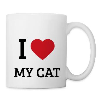 I Love My Cat Saying – Cute Cat T-Shirt - Mug - white - Right