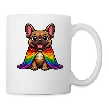 Französische Bulldogge Pride Regenbogenfahne LGBTQ - Tasse - Weiß - Rechts