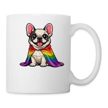 Französische Bulldogge Pride Regenbogenfahne LGBTQ - Tasse - Weiß - Rechts