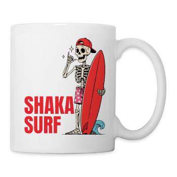 Shaka Surf Skeleton Surfing Summer Surfer - Mug - white - Right