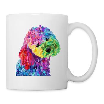 Regenbogenpudel-Popkunst - Tasse - Weiß - Rechts