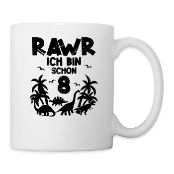 8. Geburtstag Dinosaurier - Tasse - Weiß - Rechts