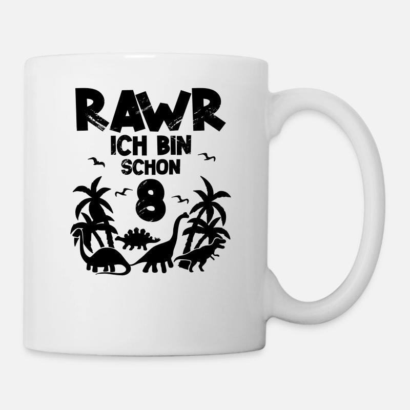 8. Geburtstag Dinosaurier - Tasse - Weiß