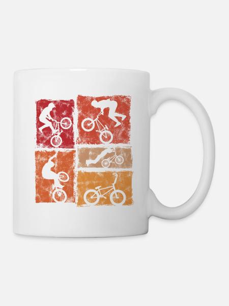 BMX Biker Stunts Im Retro-Stil - Tasse - Weiß