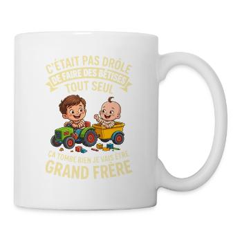 Futur Grand Frère Annonce Grossesse Tracteur - Mug blanc - blanc - Droite